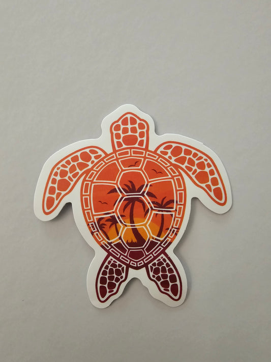 Orange Sunset Sea Turtle Sticker