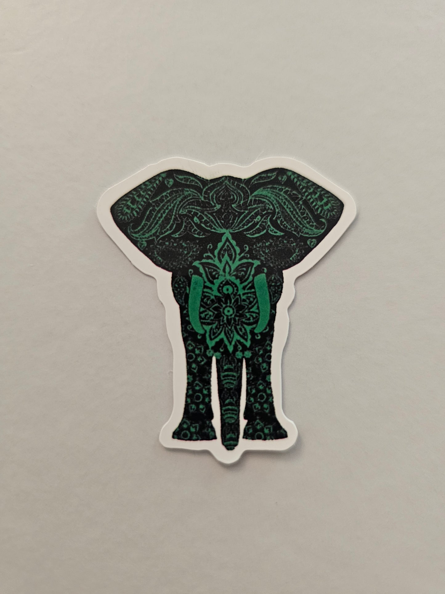 Green Mandala Elephant Sticker