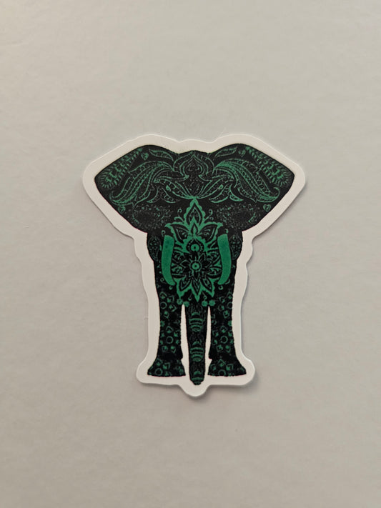 Green Mandala Elephant Sticker