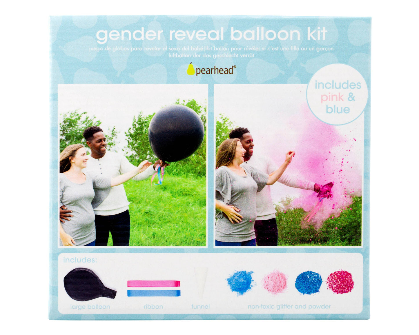 Gender Reveal Balloon Kit - Includes Pink and Blue glitter/powder