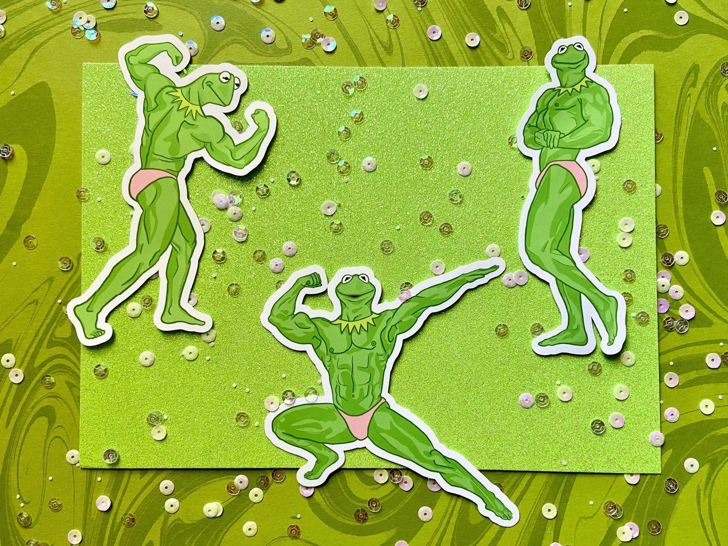 Buff Kermit the Frog Sticker - your choice of pose