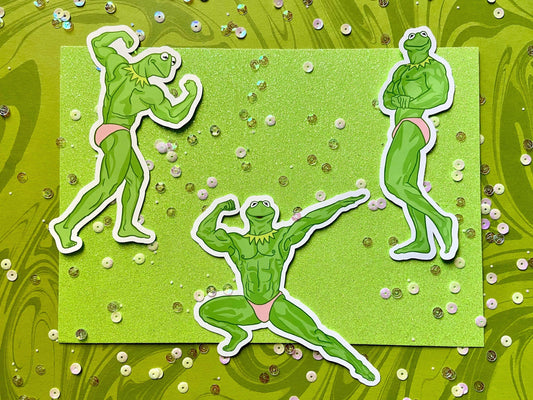 Buff Kermit the Frog Sticker - your choice of pose