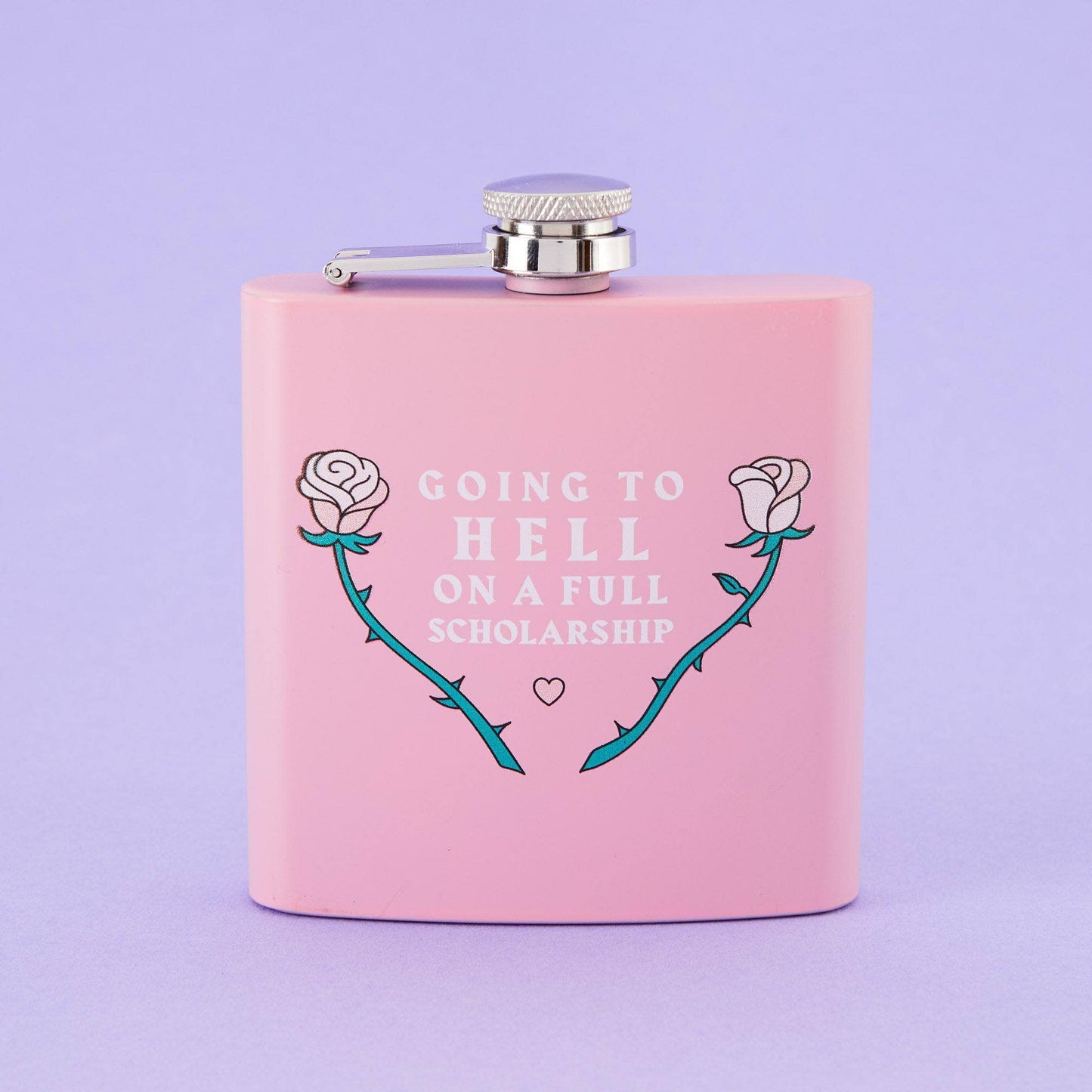 Going To Hell Hip Flask - Light Pink