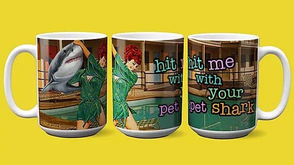 Hit Me With Your Pet Shark - Misheard Song Lyrics Mug - Large