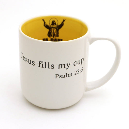 Ta-Dah Jesus Mug, Jesus fills my cup, Wake Pray Slay