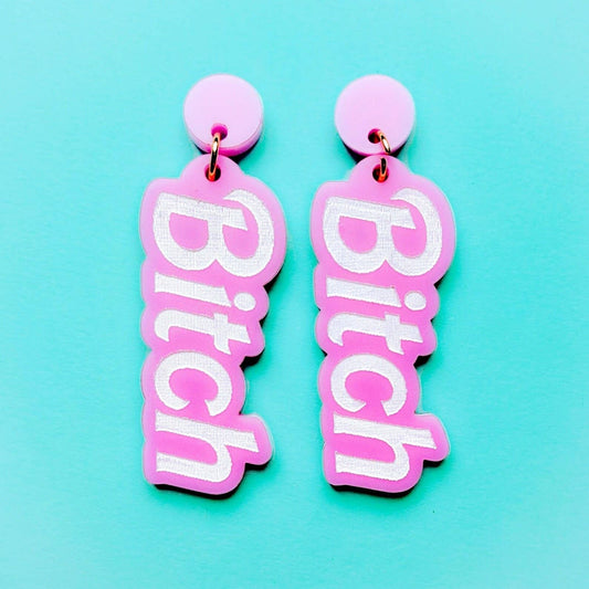 Bitch Barbie Acrylic Statement Earrings | Feminist Earrings