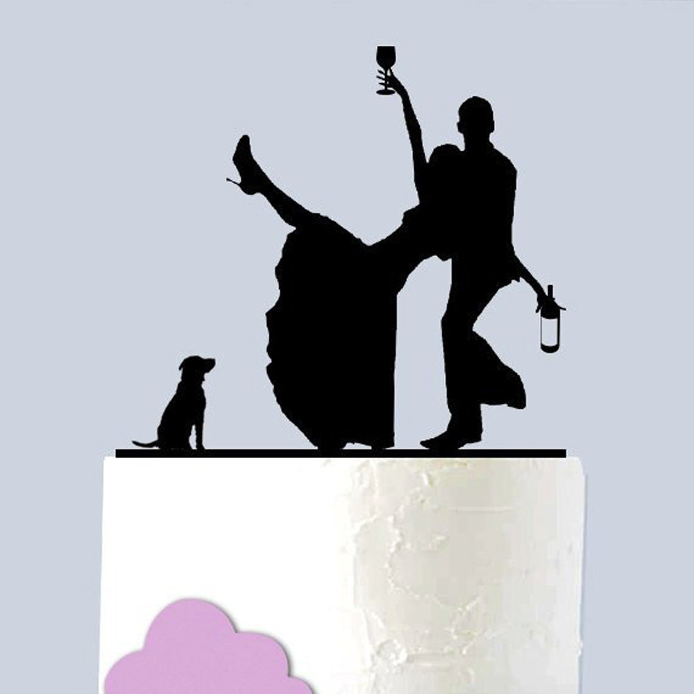 Drunken Silhouette Cake Topper - Mirror Silver, or Black