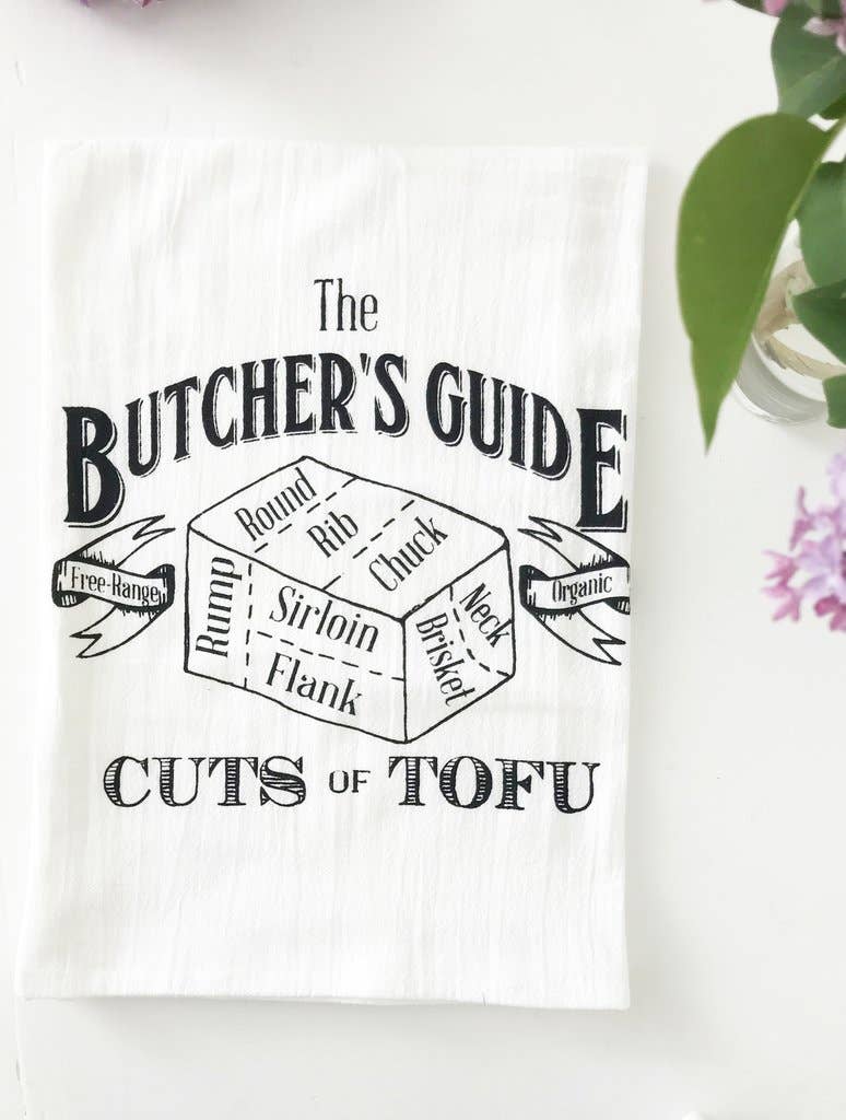 Tofu Butcher's Diagram-  Cotton Kitchen Towel