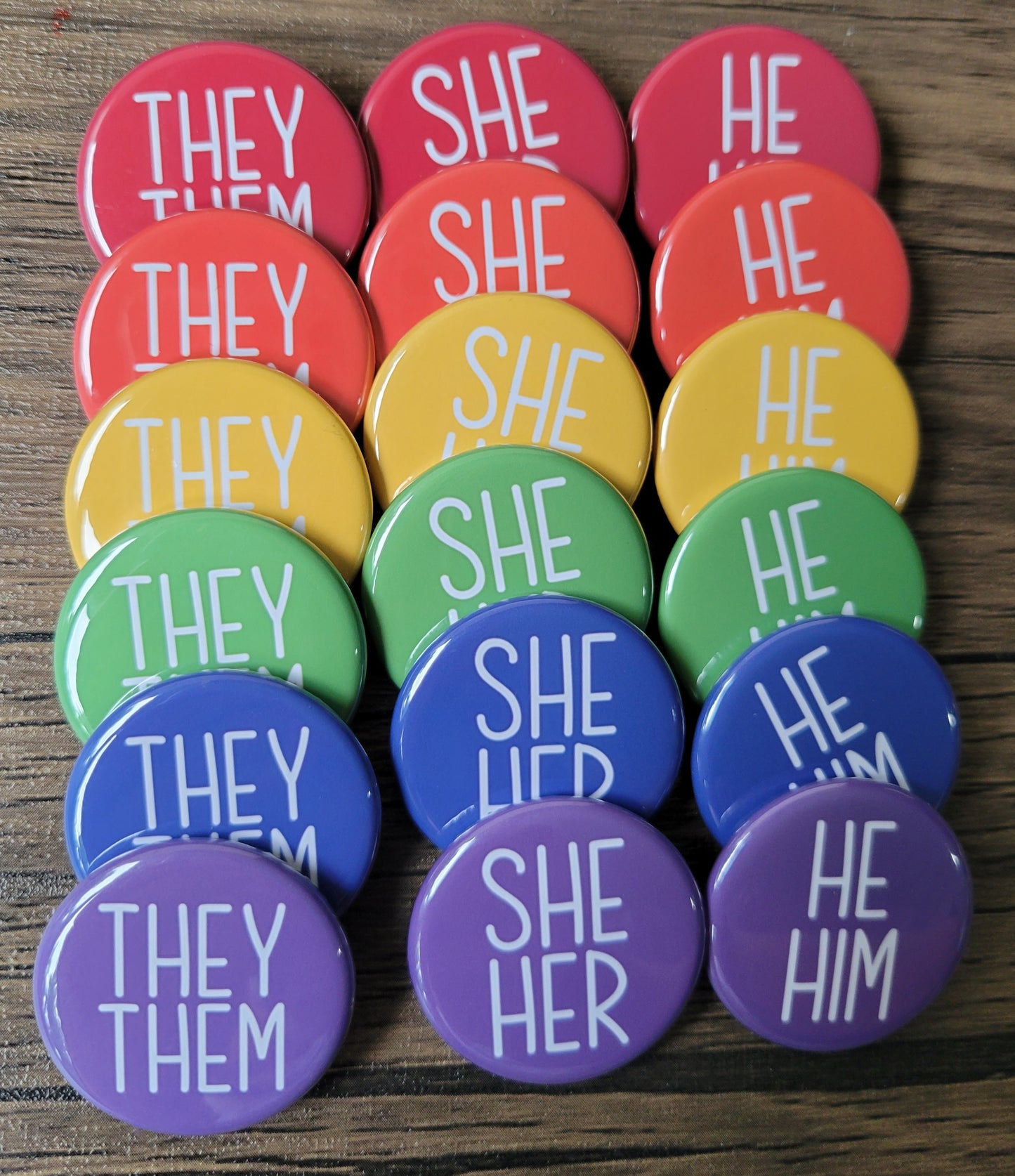 Pronoun Pins - He/Him, She/Her, They/Them, She/They, He/They