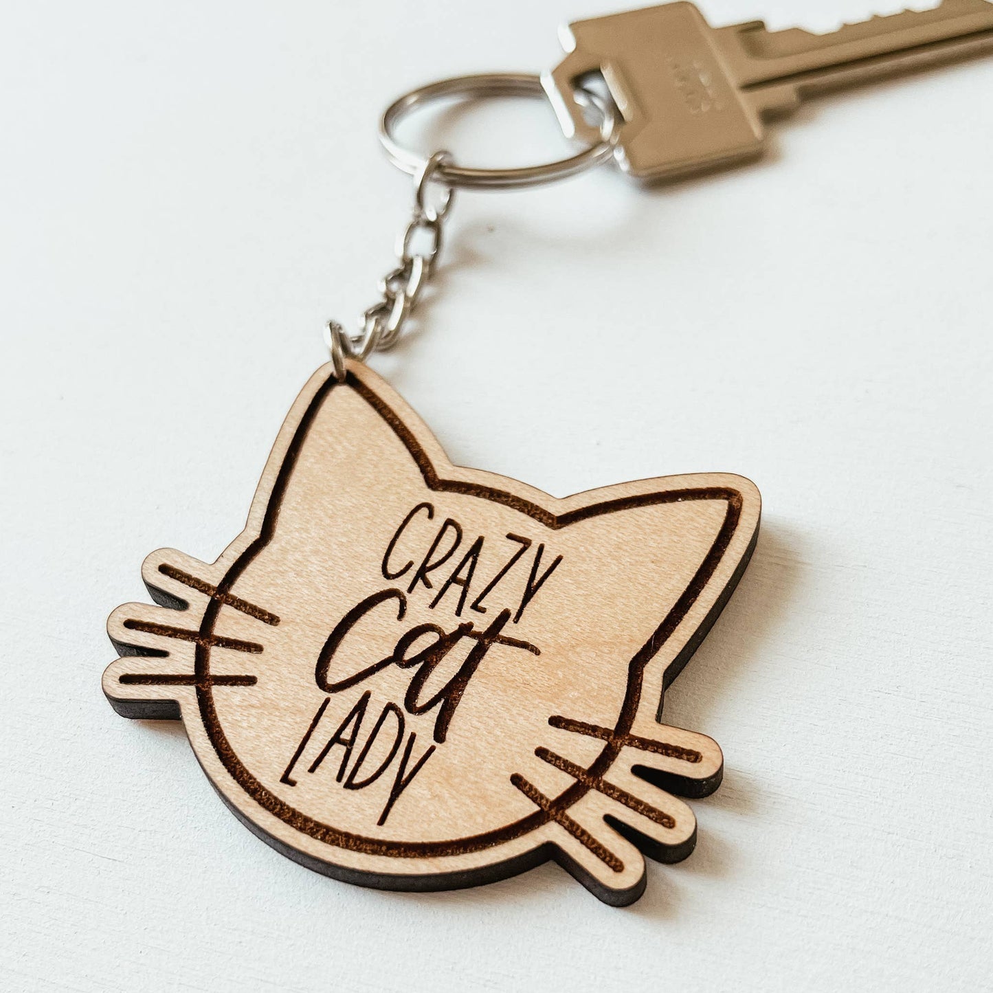 Crazy Cat Lady -  Maple Wood Keychain