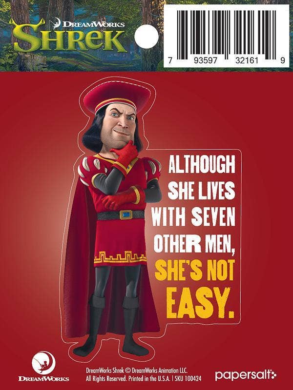 Shrek: Lord Farquaad "She's Not Easy" Sticker