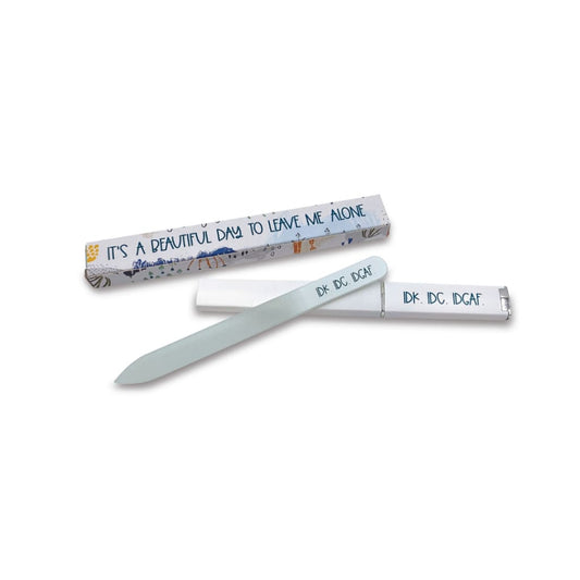 IDK. IDC. IDGAF Glass Nail File | Funny sarcastic gift