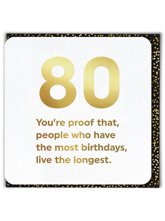 Milestone Birthday Card - 80 Live The Longest 80th