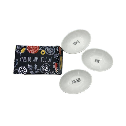 Careful What You Eat Condiment Mini Ramekins | Funny ceramic cups for host