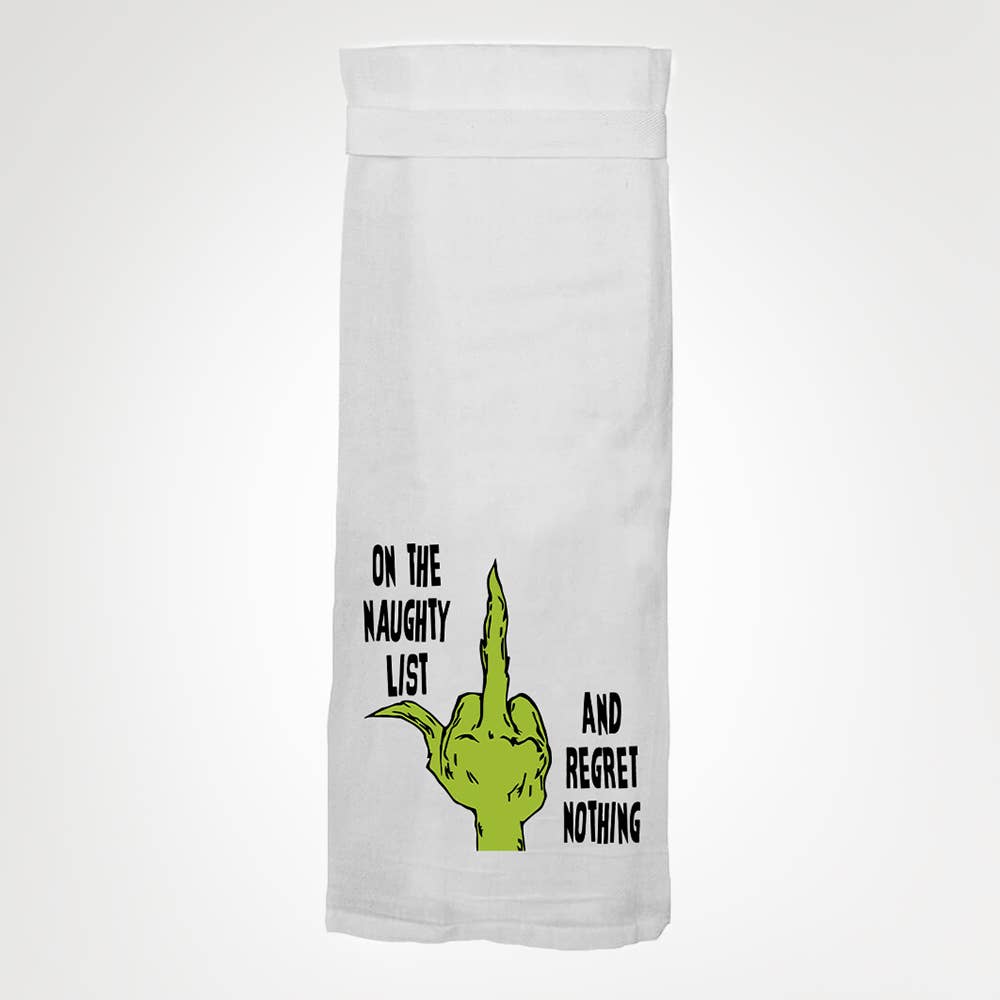 On The Naughty List kitchen towel