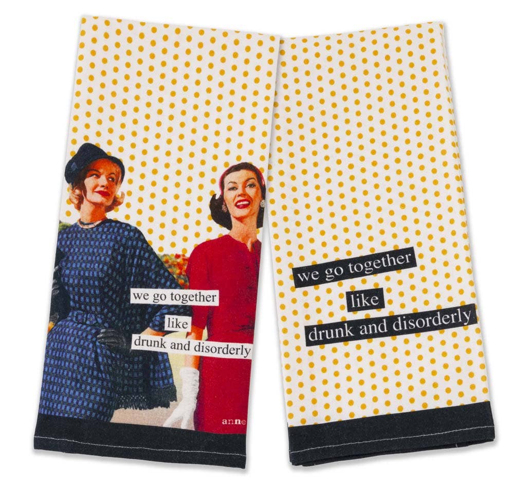 Anne Taintor Tea Towels Drunk & Disorderly Set of 2