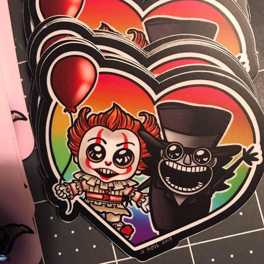 Happy Horror Heart Stickers pennywise and babadook