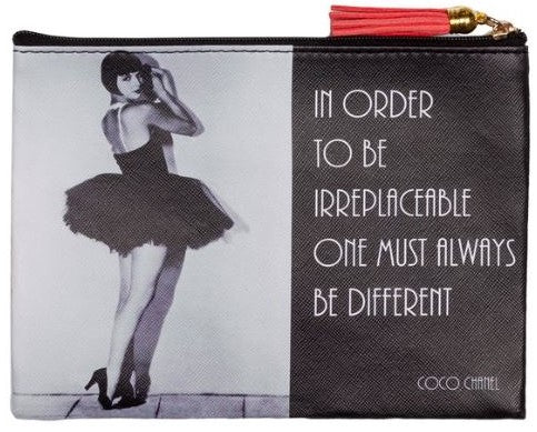Coco Chanel Pouch - In Order To Be Irreplaceable, One Must Always Be D –  Snark Gifts