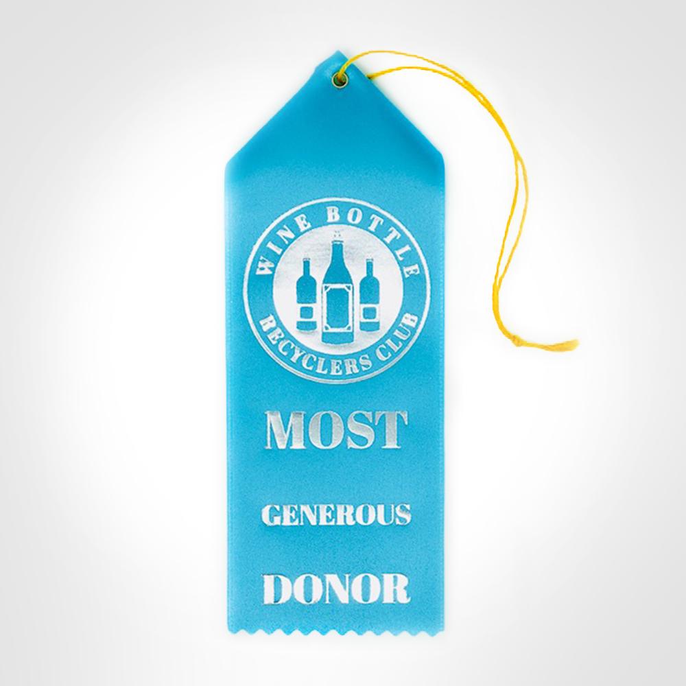 Wine Bottle Recyclers Club Most Generous Donor - Ribbon