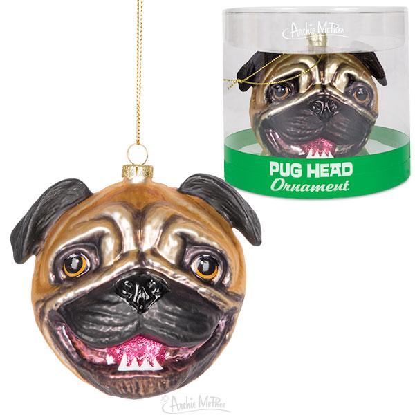 Pug Glass Ornament