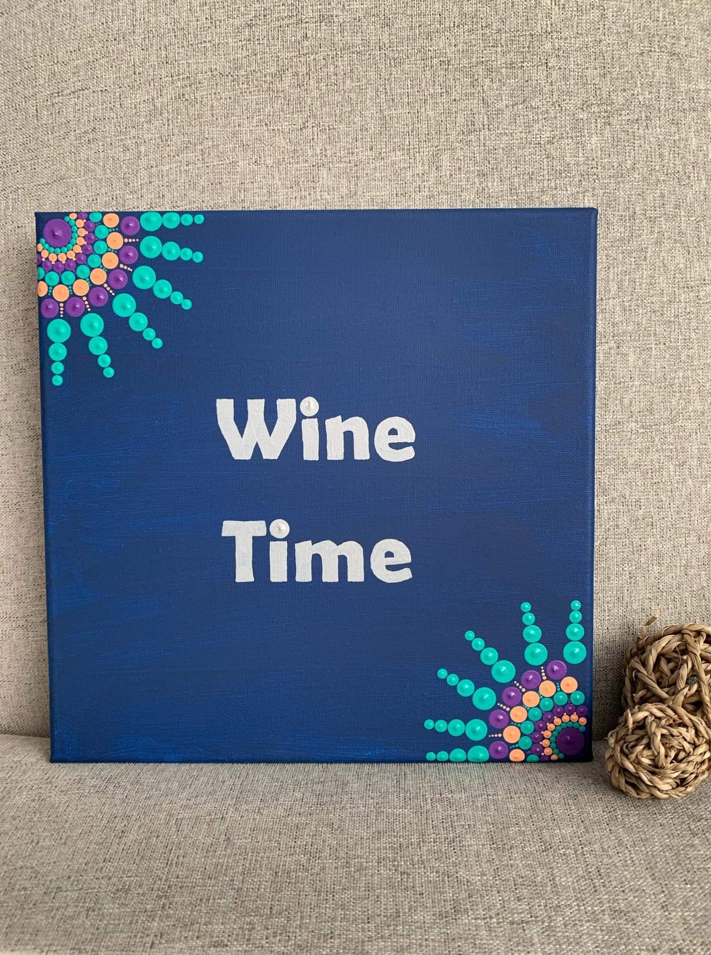 Wine Time - 10 inch painted mandala