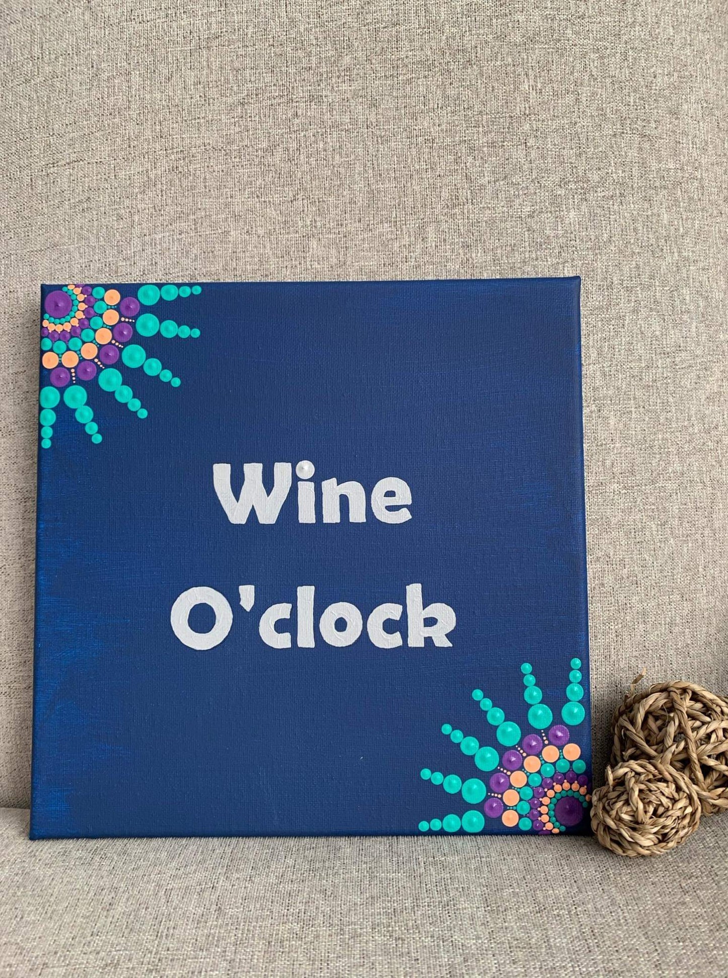 Wine O'Clock - 10 inch painted mandala